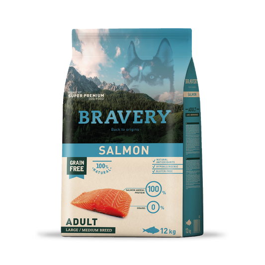 SALMÓN BRAVERY ADULTO RAZA GRANDE/MEDIANA 12 KG