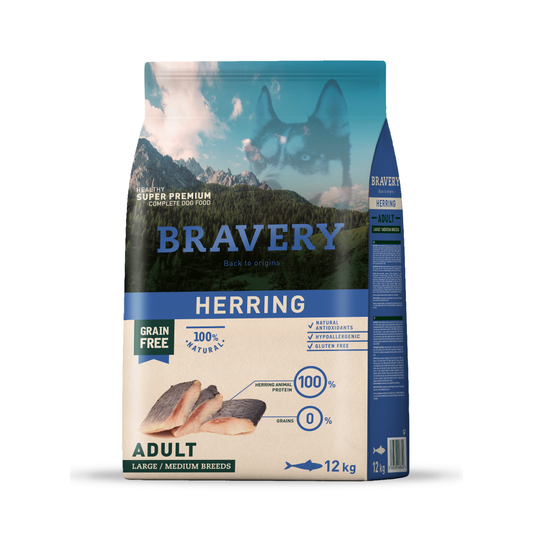 ARENQUE BRAVERY ADULTO RAZAS GRANDES/MEDIANAS 12 KG