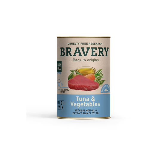 COMIDA HÚMEDA PARA PERROS BRAVERY ATÚN Y VERDURAS 290 GR