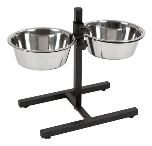 PLATO DOBLE PEDESTAL PERRO INOXIDABLE