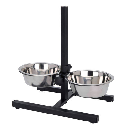 PLATO DOBLE PEDESTAL PERRO INOXIDABLE