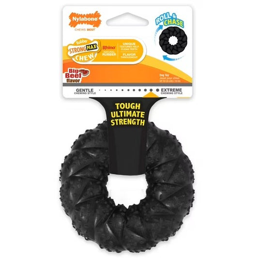 NYLABONE STRONG CHEW – RUBBER – RING NEGRO WOLF: BIG BEEF