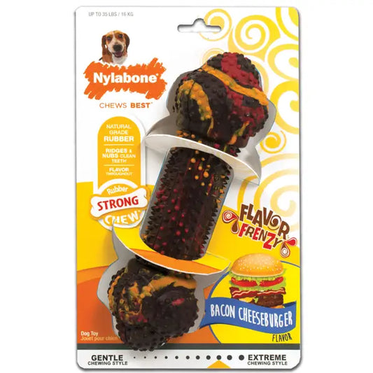 NYLABONE STRONG CHEW – RUBBER (WOLF: CHESSEBURGER DE TOCINO)