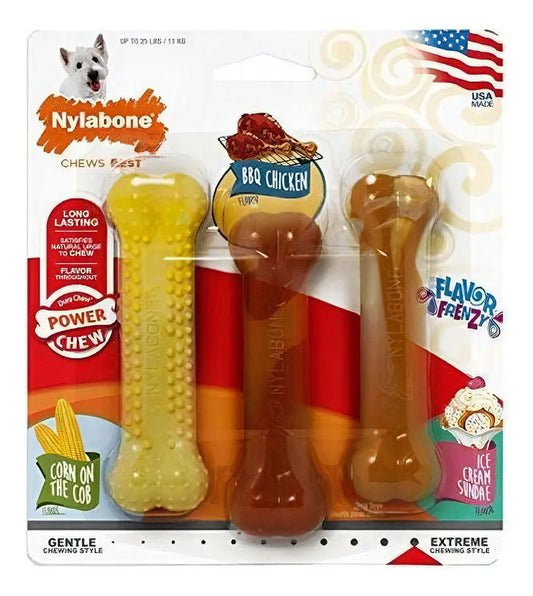 NYLABONE TRIPLE PACK (REGULAR: POLLO BBQ, CHOCLO Y SUNDAE DE HELADO)