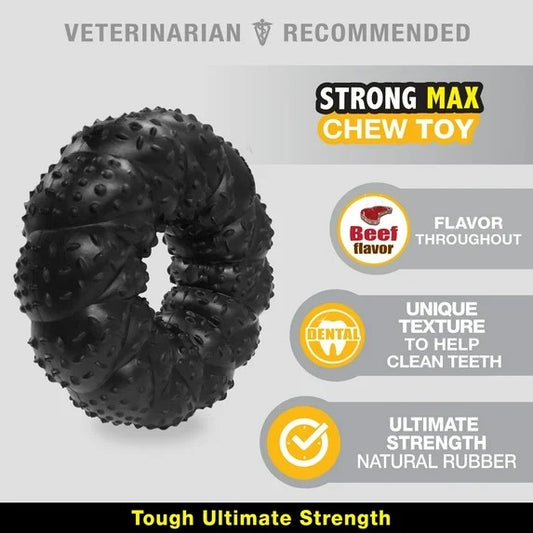 NYLABONE STRONG CHEW – RUBBER – RING NEGRO WOLF: BIG BEEF