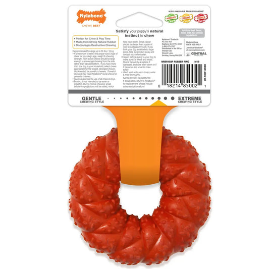NYLABONE STRONG CHEW – RUBBER RING WOLF: CARNE